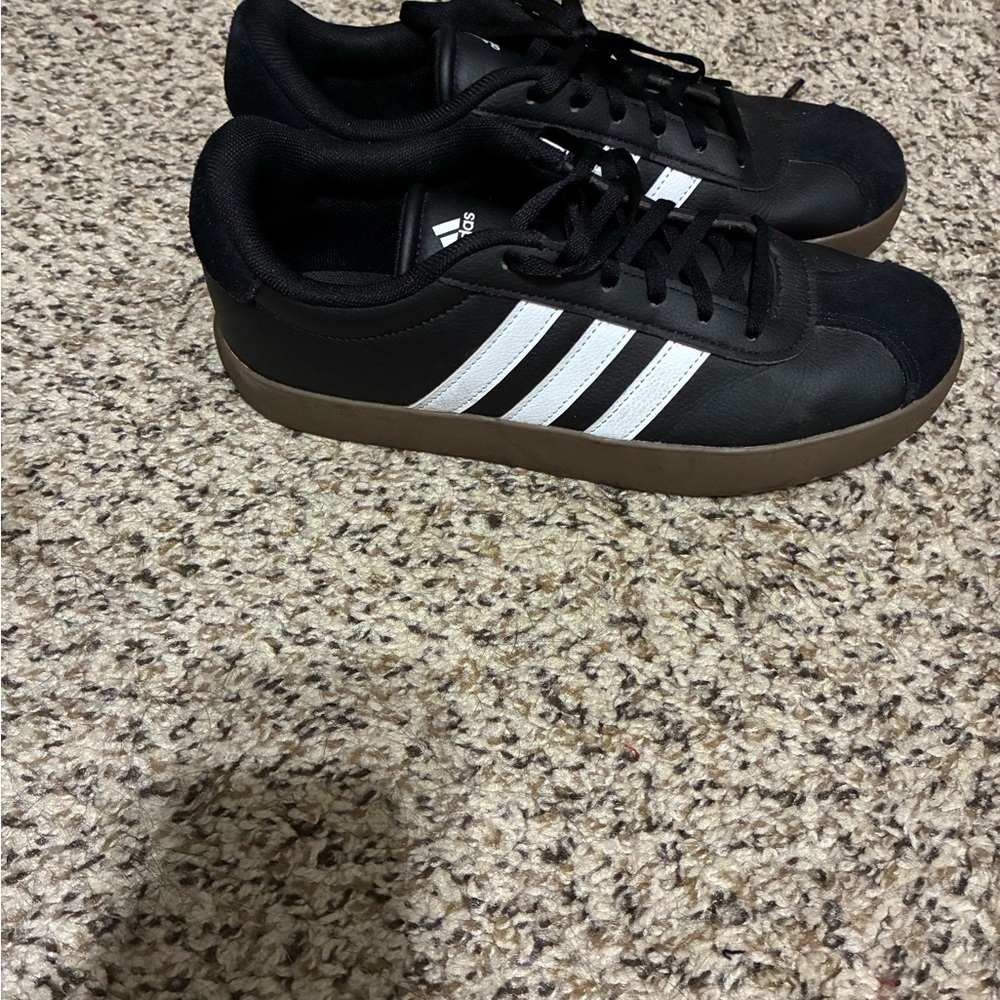 adidas Black Athletic Sneakers with White Stripes